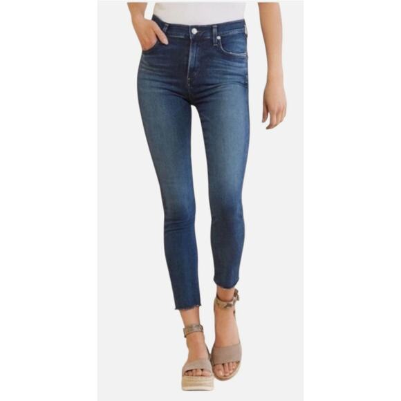 Agolde Women's Sophie Mid Rise Raw Hem Stretch Blue Jeans Sz 33 x 27 - Picture 6 of 11